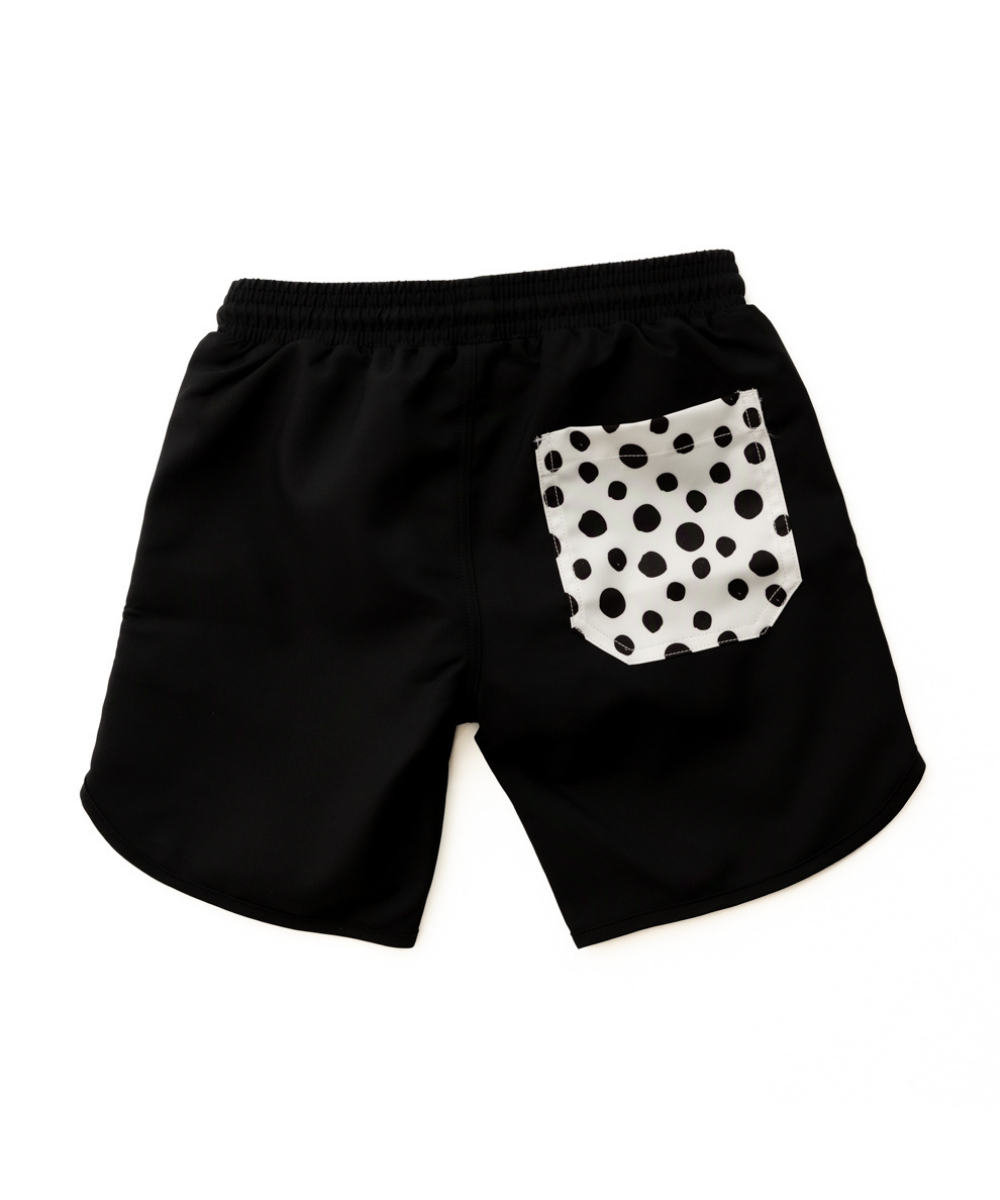 Navalora Boy's Dalmatians on Vacation Black and White Swim Short