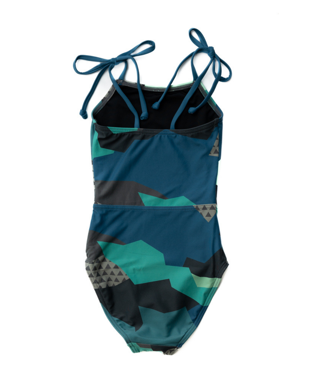 Girl's Colorful Camo Tie One Piece Swimsuit