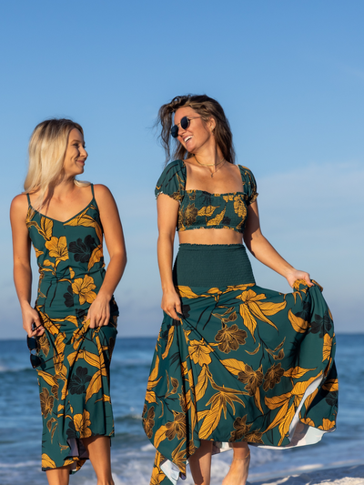 Women's Emerald Enchantment Convertible Resort Smocked Dress