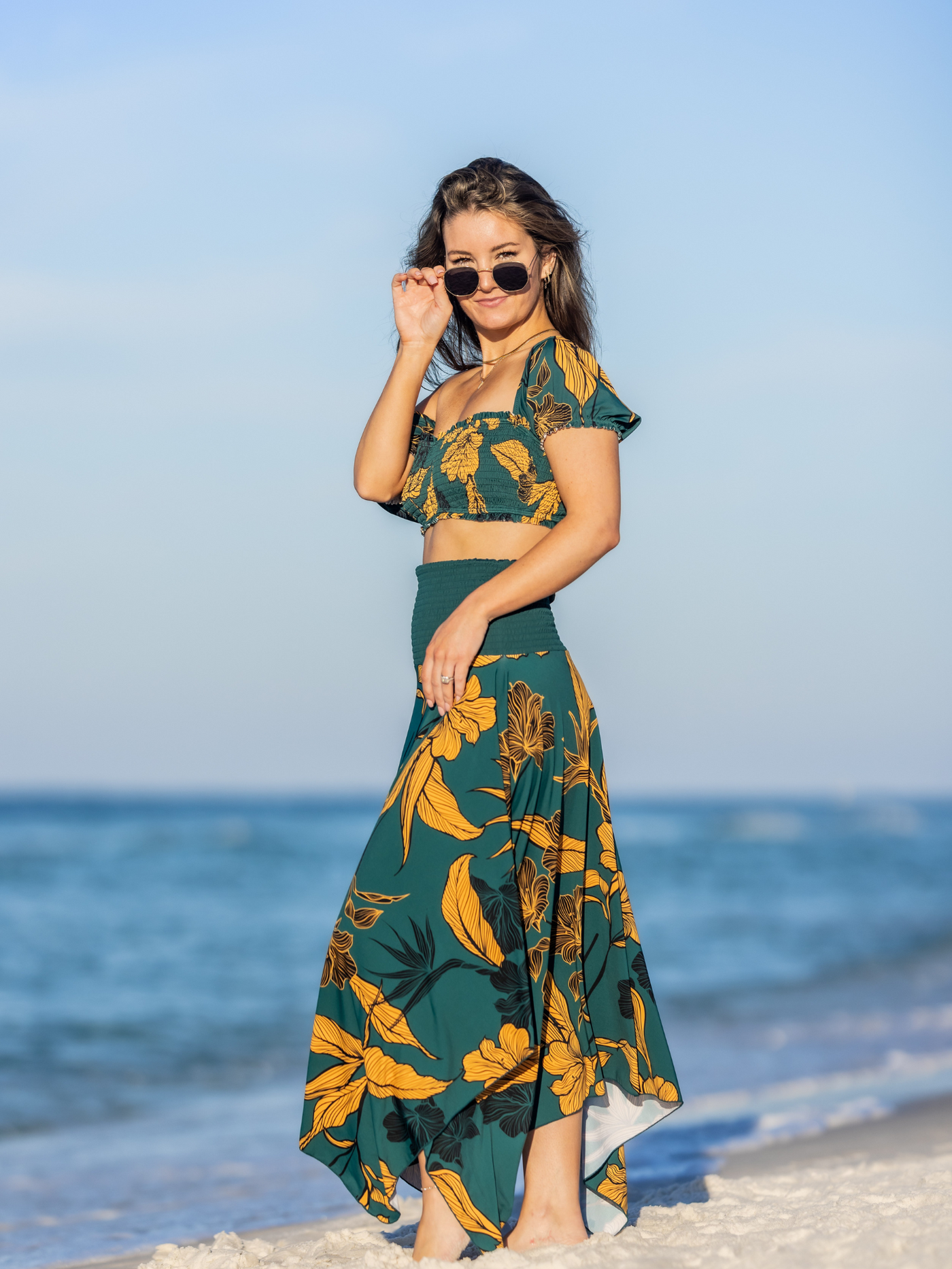 Women's Emerald Enchantment Convertible Resort Smocked Dress