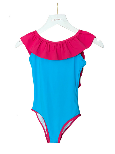 Girl's Miami Vibes Sleeveless Ruffle One Piece Swim Suit