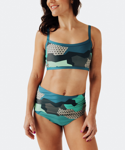 Women's Colorful Camo High Rise Bikini Bottom