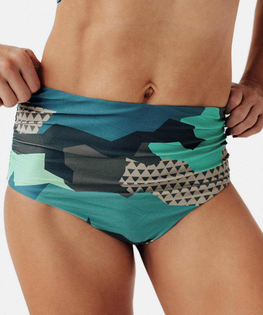 Women's Colorful Camo High Rise Bikini Bottom