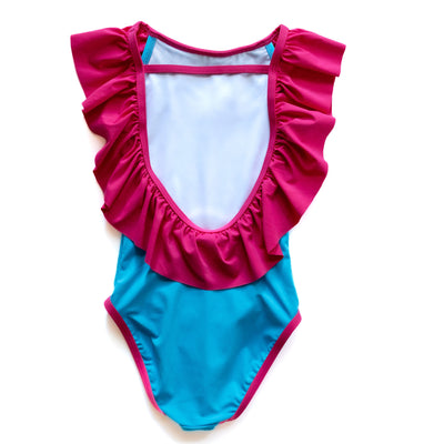 Girl's Miami Vibes Sleeveless Ruffle One Piece Swim Suit