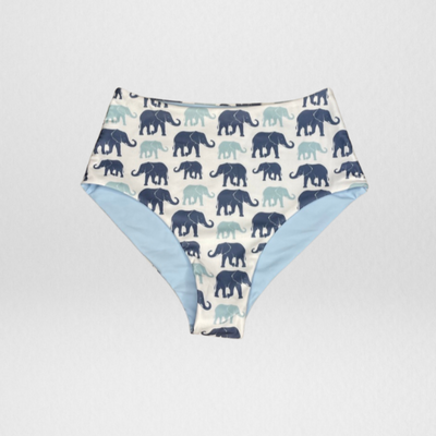 Navalora Matching Swimsuits Women's Elephants on Parade Cheeky High Rise Bikini Bottom