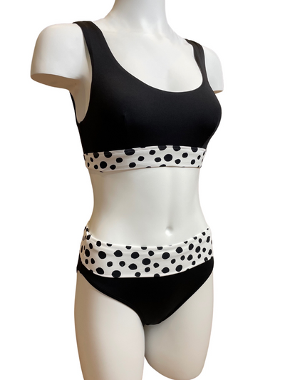 Navalora Matching Swimsuits Women's Dalmatians on Vacation Black and White Sporty Bikini Bottom