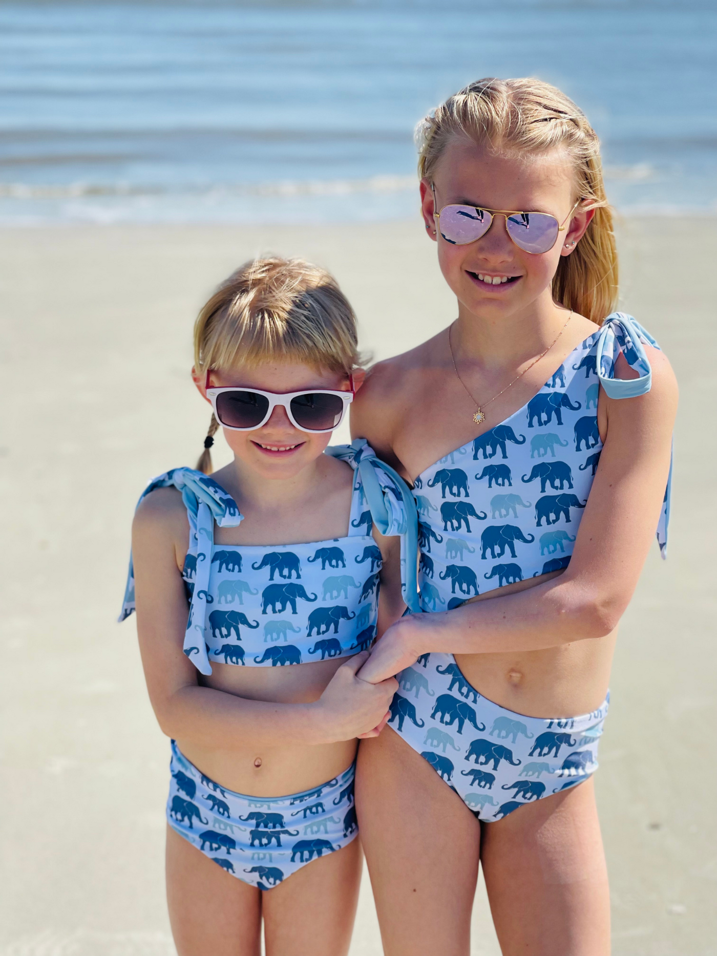 Navalora Matching Swimsuits Mommy and Me Girl's Elephants On Parade Cut Out One Piece Family Matching Swimsuit