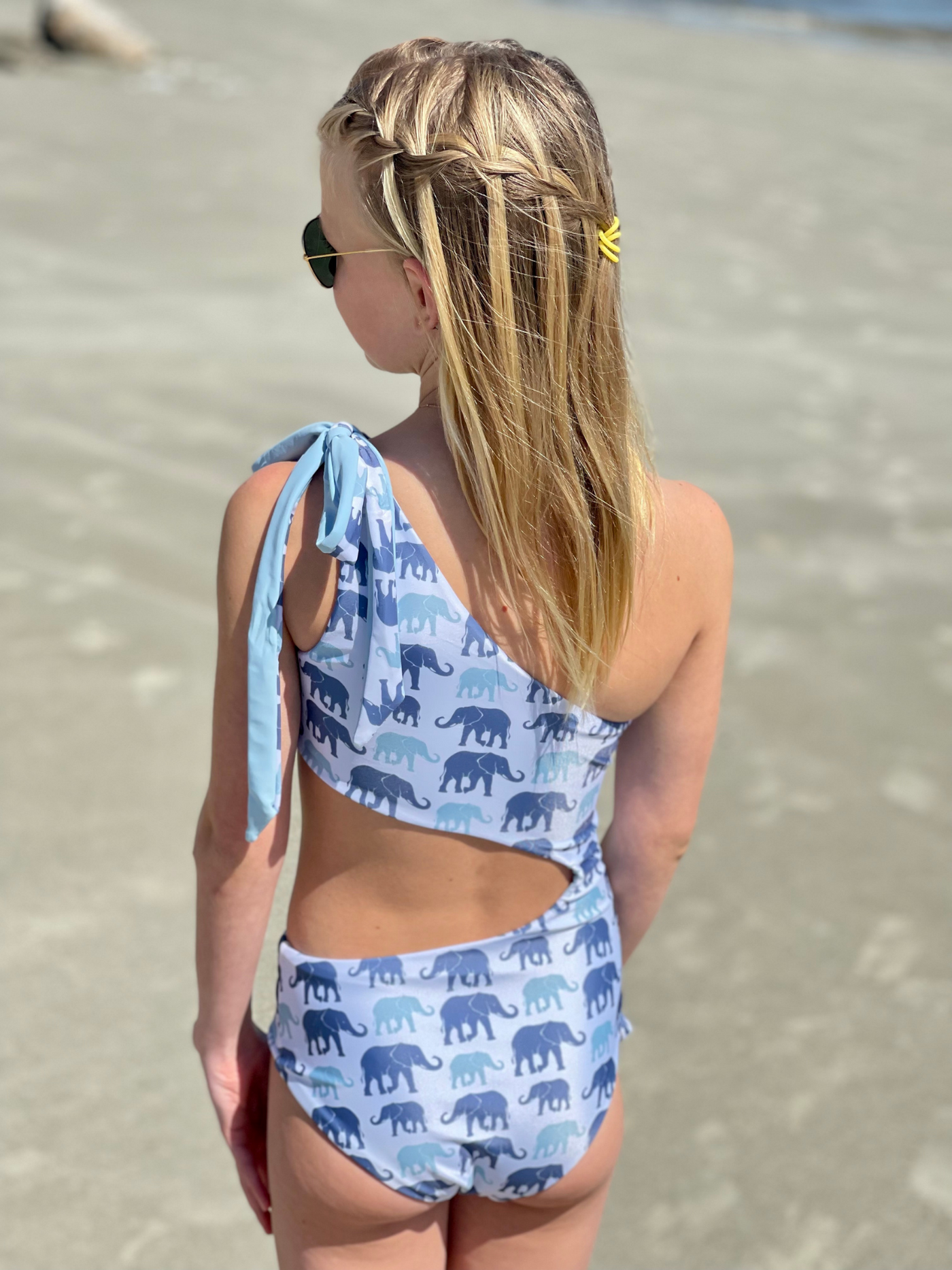 Navalora Matching Swimsuits Mommy and Me Girl's Elephants On Parade Cut Out One Piece Family Matching Swimsuit