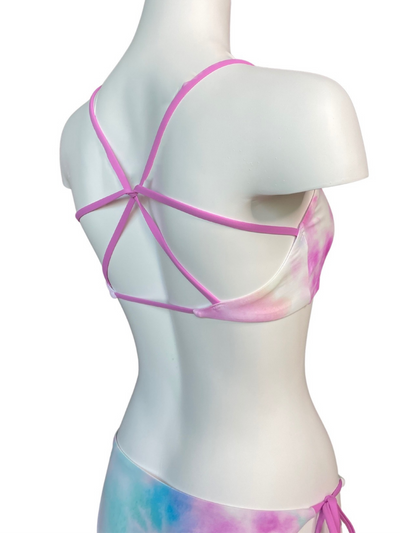 Navalora Matching Swimsuits Women's Cotton Candy Tie Dye Strappy Swim Bikini Top