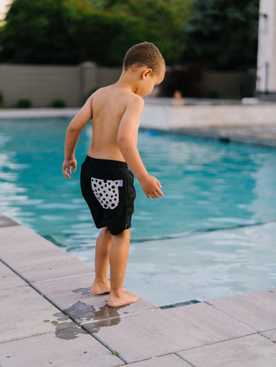 Navalora Matching Swimsuits Boy's Dalmatians on Vacation Swim Short Black and White Swimsuit