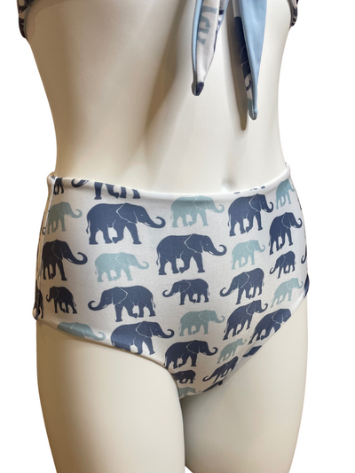 Navalora Matching Swimsuits Women's Elephants on Parade Cheeky High Rise Bikini Bottom