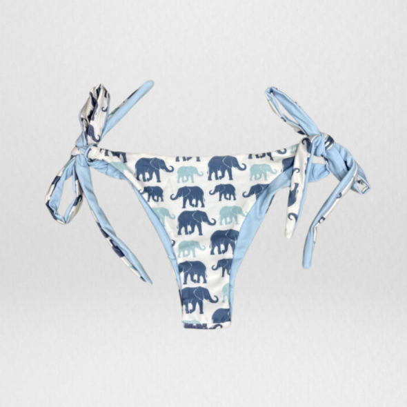Navalora Matching Swimsuits Women's Elephants on Parade Cheeky Tie Bikini Bottom