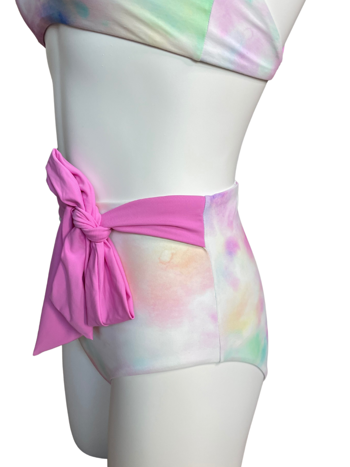 Navalora Matching Swimsuits Women's Cotton Candy Tie Dye High Rise Bikini Bottom with Bow
