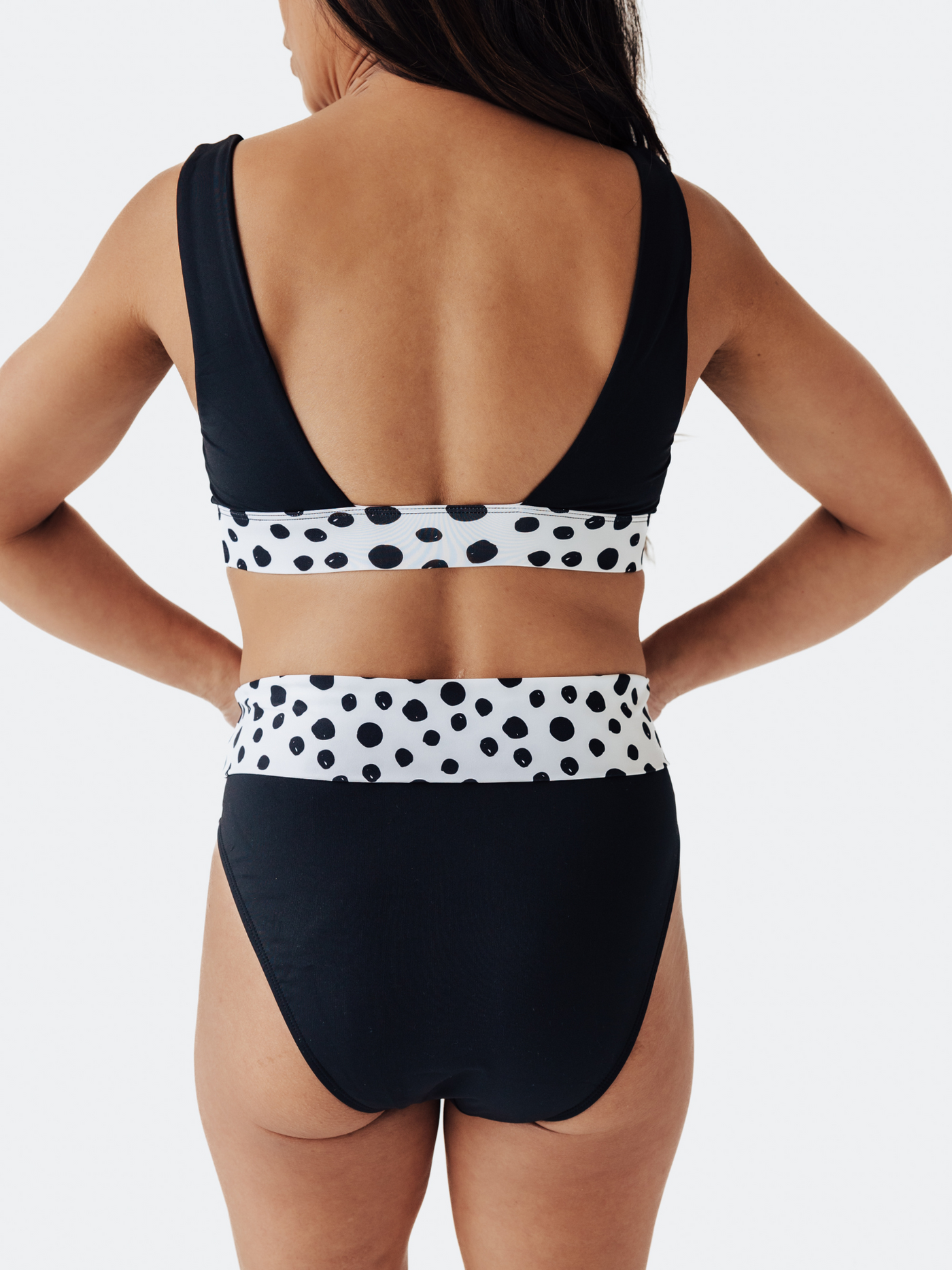 Women's Dalmatians on Vacation Sporty Swim Bikini Top