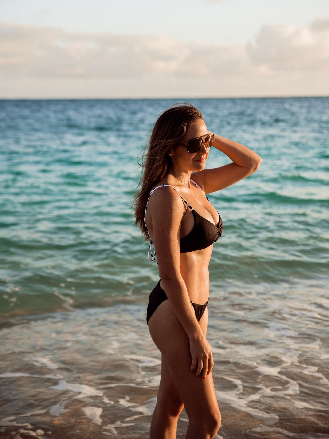 Navalora Matching Swimsuits Women's Dalmatians on Vacation Black and White Twist String Bikini Top