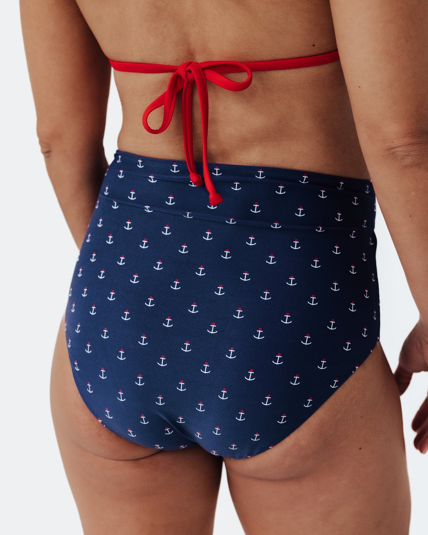 Women's Anchors Aweigh High Rise Bikini Bottom with Bow