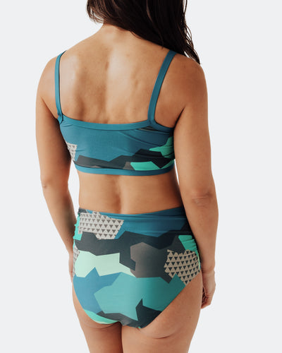 Women's Colorful Camo Sporty Swim Bikini Top