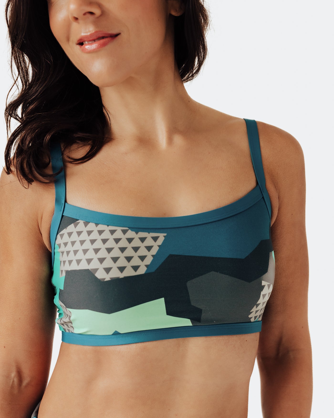 Women's Colorful Camo Sporty Swim Bikini Top