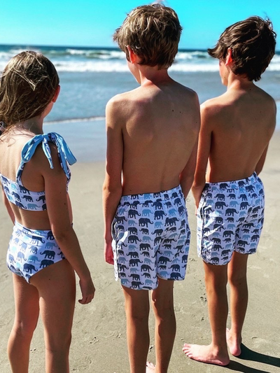 Navalora Matching Swimsuits Boy's Elephants on Parade Swim Shorts Swimsuit